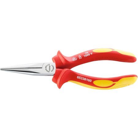 STAHLWILLE TOOLS VDE mechanics snipe nose plier L.160 mm head chrome plated handles insulated 65338160